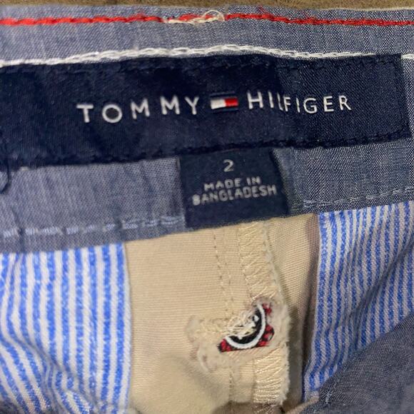 Tommy Hilfiger Khaki Hampton TH Logo All over Print chino pants size 2 - Picture 8 of 8